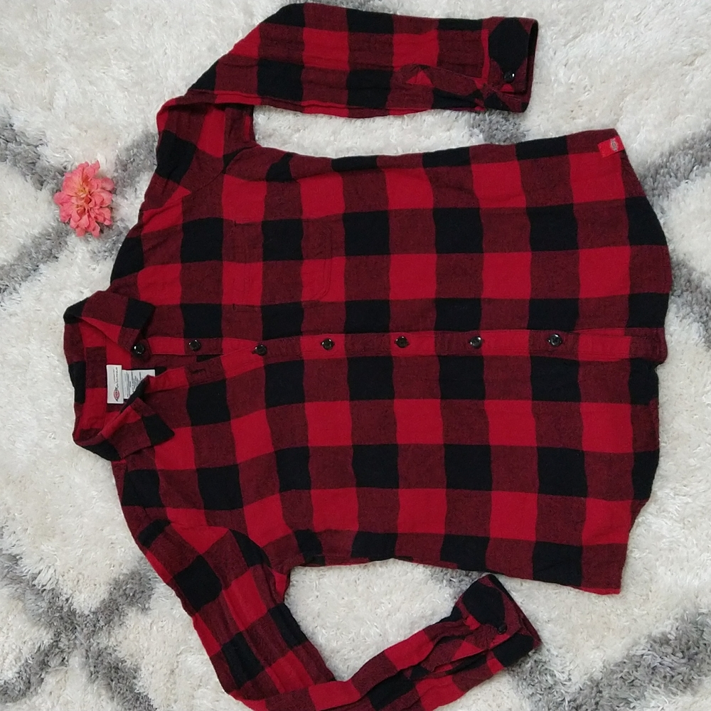 Dickies Red Button Down Flannel S - image 1